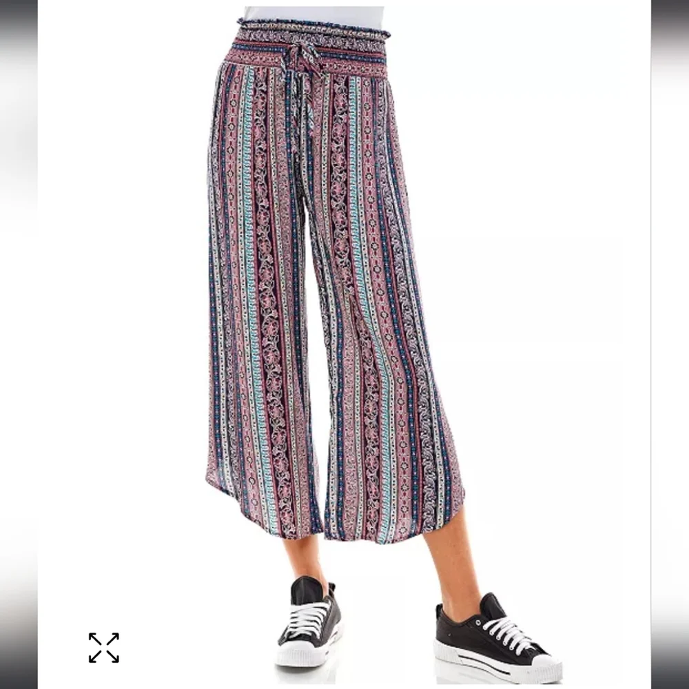 Kingston grey wide leg smocked curved hem pants